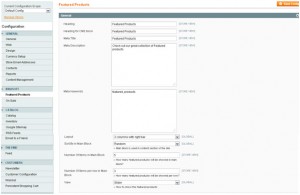 Featured Products Configuration